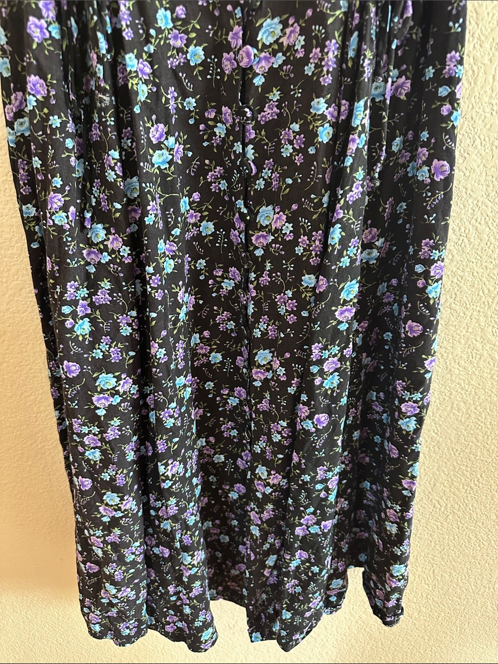 Vintage 90s Floral Flutter Sleeve Tie Waist Midi Rayon Dress 14 XL Large - Picture 5 of 8
